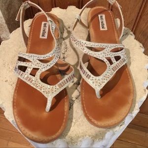 Not rated white thong sandals with gem bling